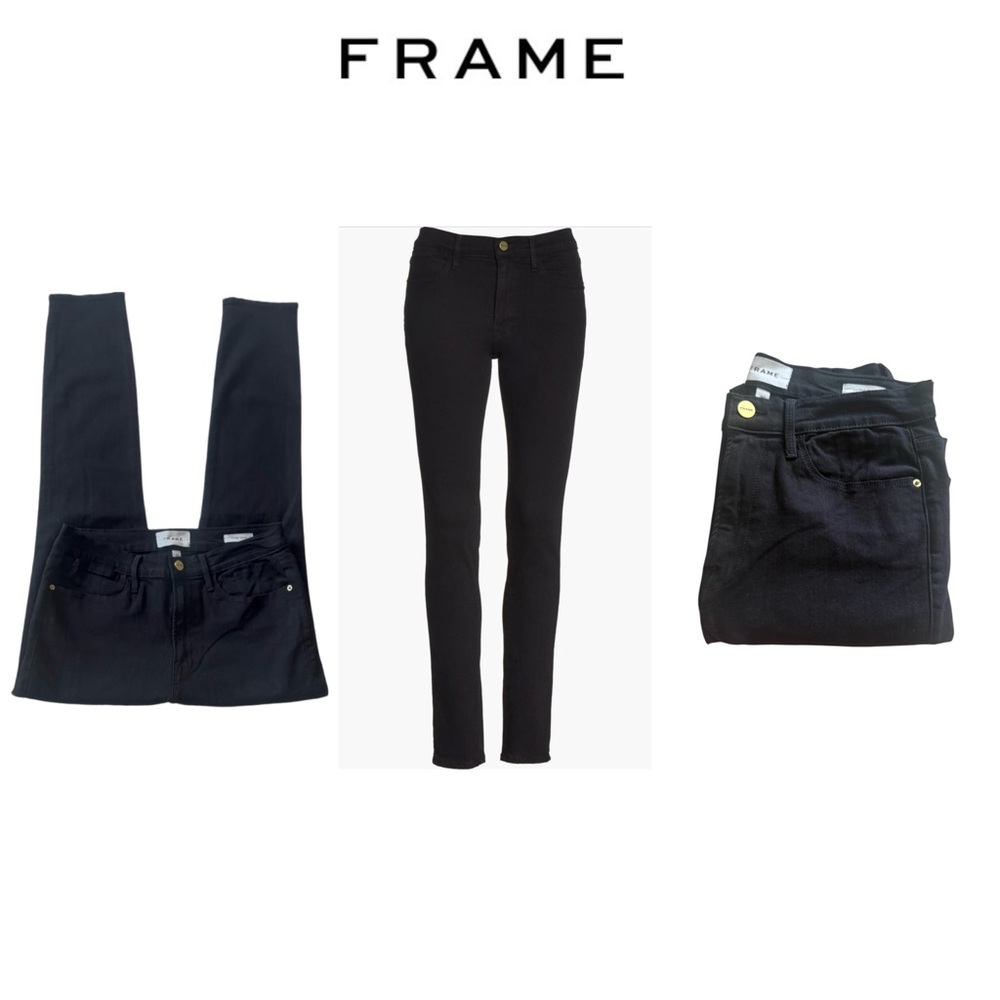 NWOT FRAME Le High Skinny Jeans in Film Noir Black Style # LHSK403